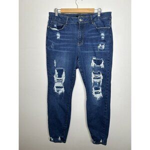 Judy Blue Hi-Rise Dark Skinny Denim Jeans Distressed Plus Size 16W